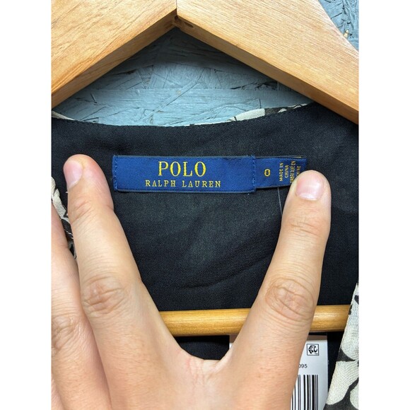 Polo Ralph Lauren Blouse Women’s Cream Black Floral Wrap Short Sleeve Top 0 NWT - Picture 5 of 7